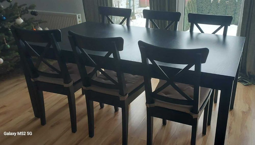 Rozkładany stół IKEA BJURSTA + 6 krzeseł
