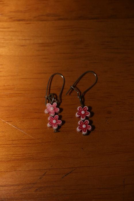 Brincos Compridos de Flores Rosas