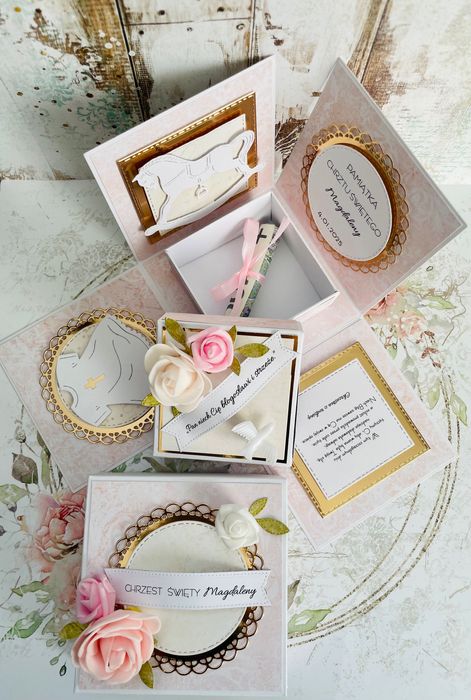 Pamiątka exploding box, upominek, chrzest, roczek, urodziny, ślub