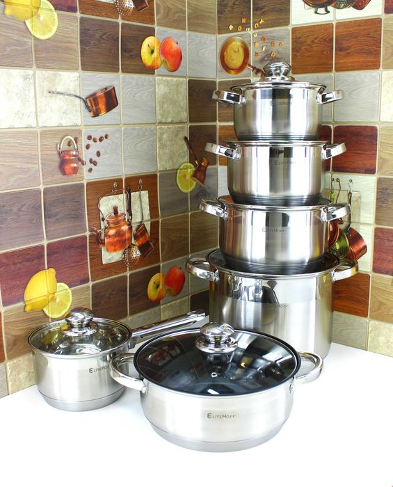 Zestaw Garnków i Patelni – 12 Elementów, Ciężkie, Eleganckie, Indukcja