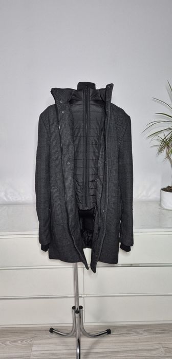 Płaszcz meski M  Szary w kratke Lefites