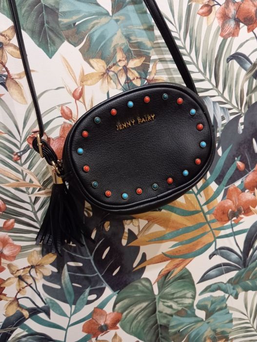 Mała listonoszka czarna torebka damska długi pasek