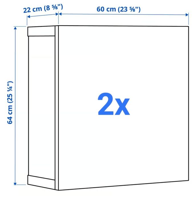 2 módulos BESTÅ 128x22x60 cm