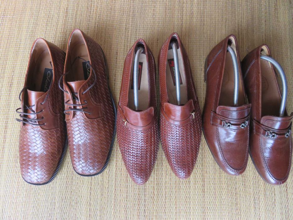 Sapatos para homem Lisos, entrançados em couro castanhos Nº43