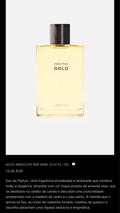 Perfume Gold Absolute EDP 90ML ZARA
