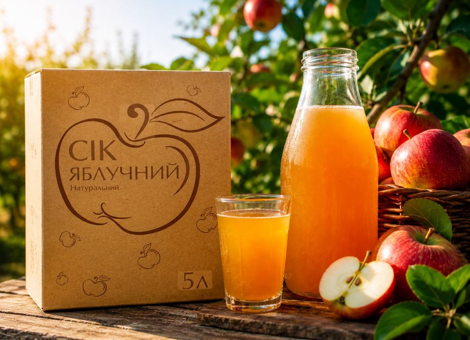 Яблучний сік 100% натуральний свіжовижатий