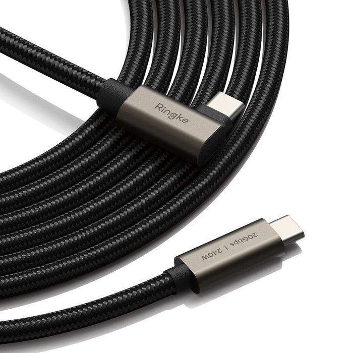 Kabel kątowy Ringke 3.2 gen. 2x2 USB-C, PD 3.1 240W 1m - czarny