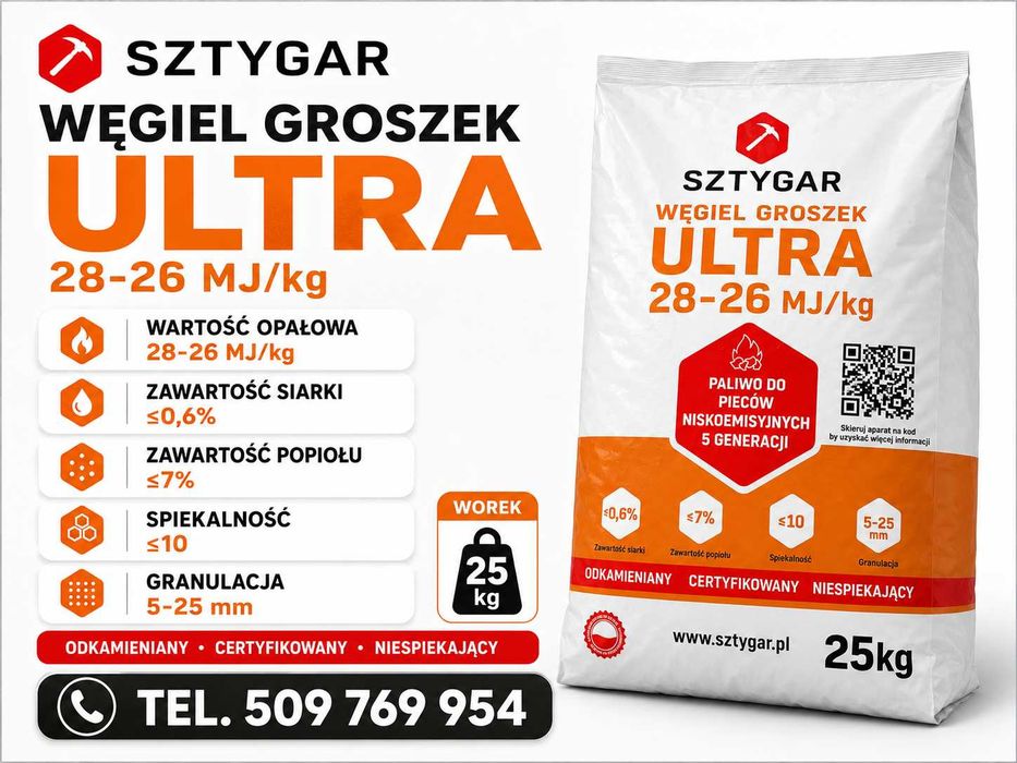 Sztygar Groszek ULTRA 26-28 MJ/kg | 25 kg | Certyfikowany