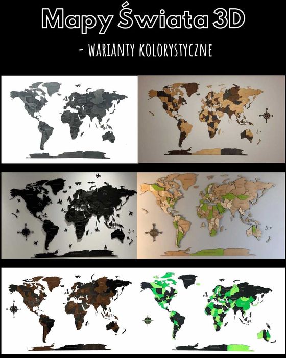 Mapa Świata 3D z Drewna 210x126cm - Podróże na Twojej Ścianie!
