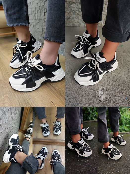 Кросівки на масивній високій підошві сірого кольору з двома