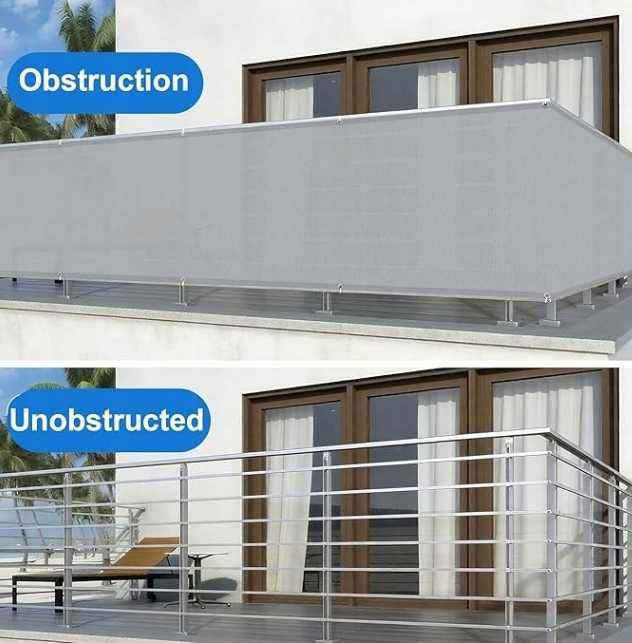 Osłona Przeciwsłoneczna Mata Na Balkon Do Ogrodu Markiza SZARA 0,9X4M