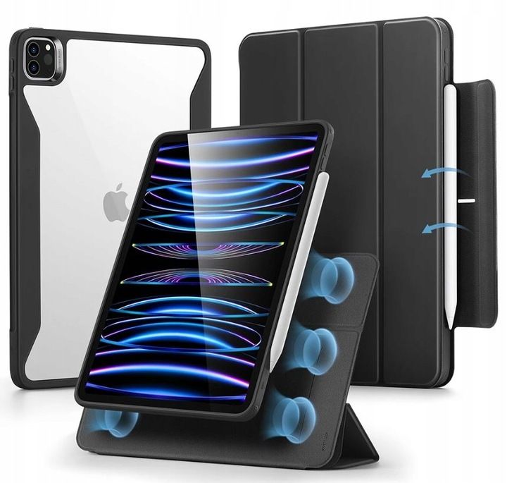 Etui magnetyczne iPad Pro 11 - TPU, stojak 360, czarne