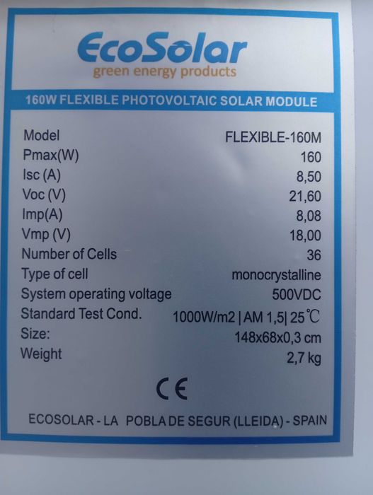 Paineis solares flexiveis monocristalinos 150w cada