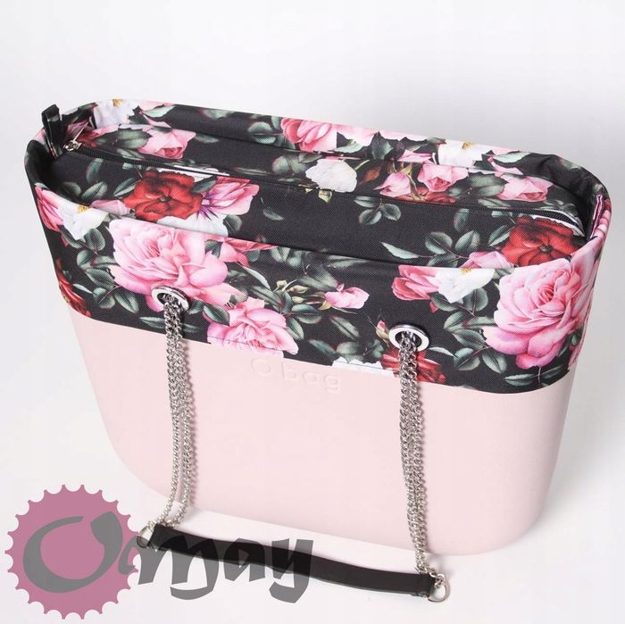 Czarny organizer do OBAG STANDARD +OPASKA dzikie kwiaty OMAY