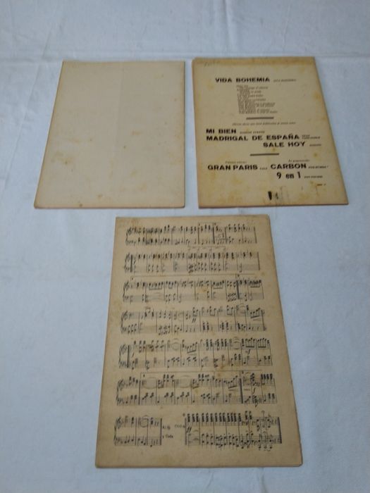 Partituras Musicais. Paca! Vida Bohemia e Pajaritos de Pedro Boada, A. Planás e Pedro Palau