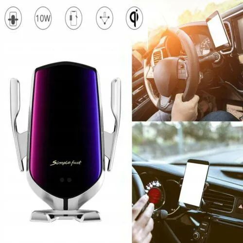 Uchwyt Na Kratę Nawiewu Srebrny Samochodowy Z Indukcyjną Ładowarką