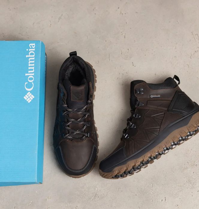 Коричневі зимові черевики, чоловічі ботінки columbia / мужские ботинки
