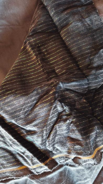 Велюр Оксамит Чорний Смужка Люрекс Відріз 6м 6 м Тканина Бавовна