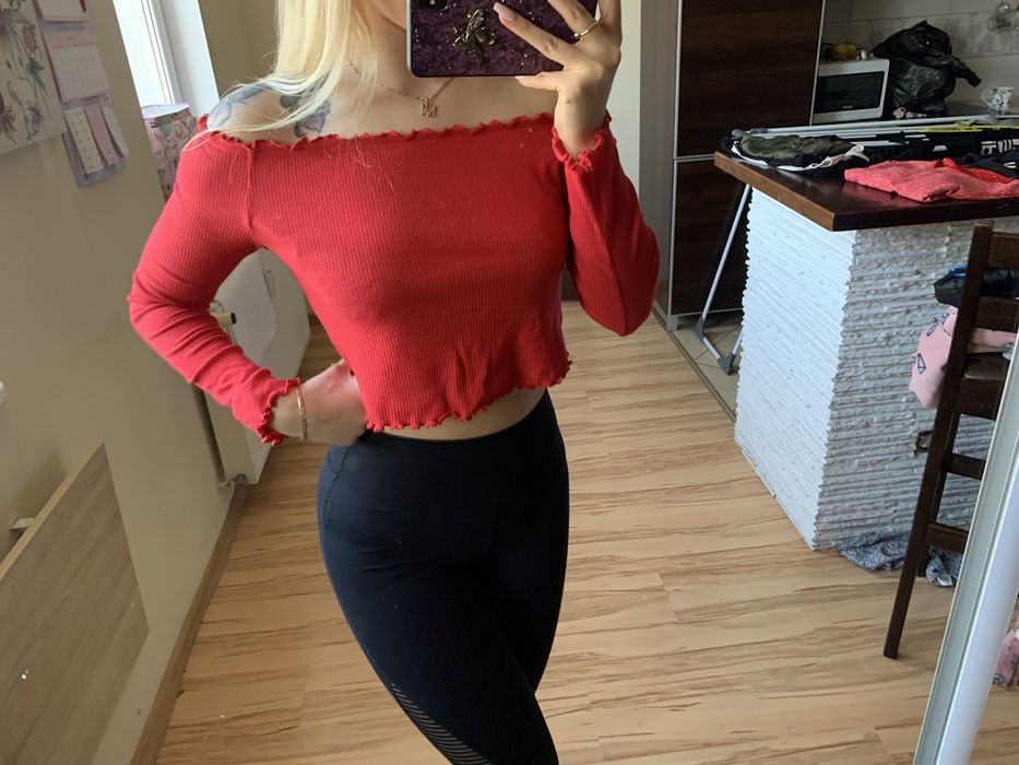Czerwona bluzka hiszpanka h&m 38