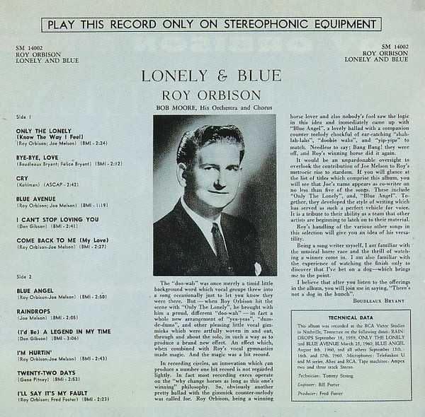 Roy Orbison – Lonely & Blue / Crying - CD 1993