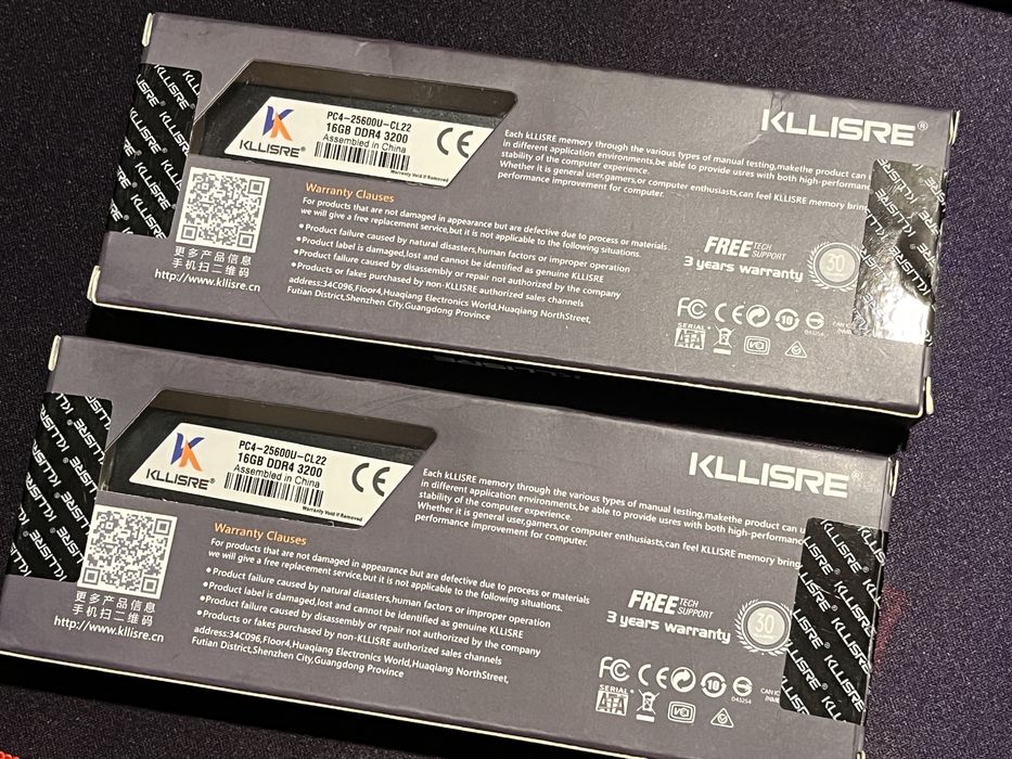 Нова оперативна пам'ять Kllisre DDR4 32Gb (2x16Gb 3200MHZ) Black