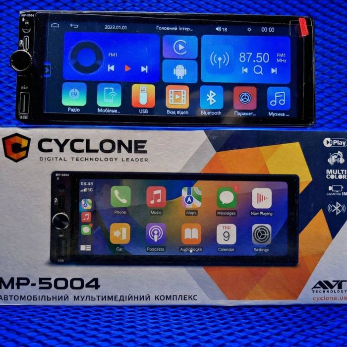 Автомагнітола Cyclone MP-5004 CarPlay/Android Auto Bluetooth
