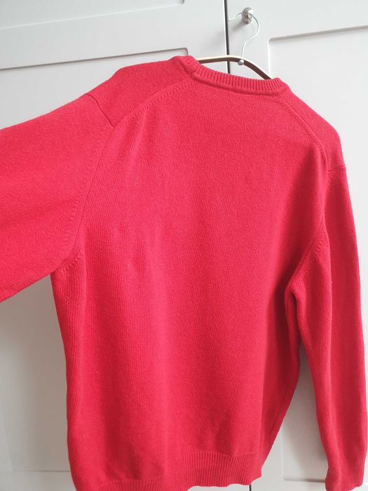 Sweter Cottonfield czerwony wełniany L męski