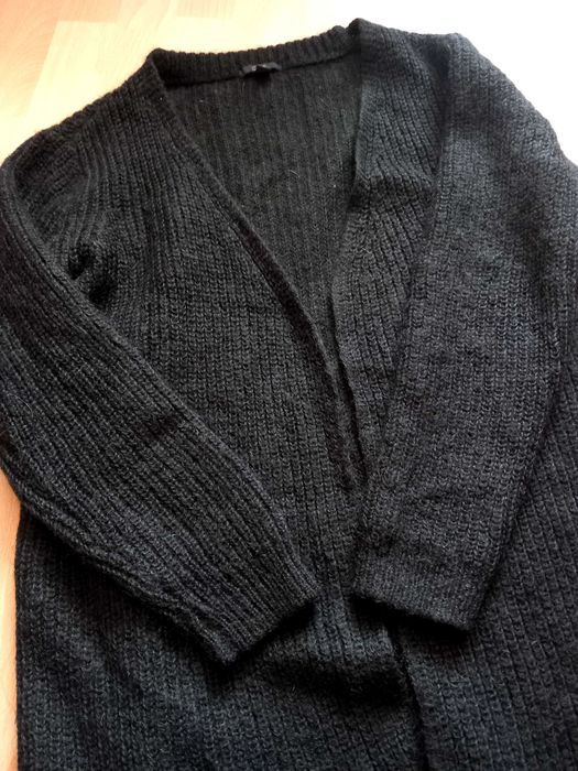 COS czarny sweter kardigan narzutka wełna moher oversize S/M