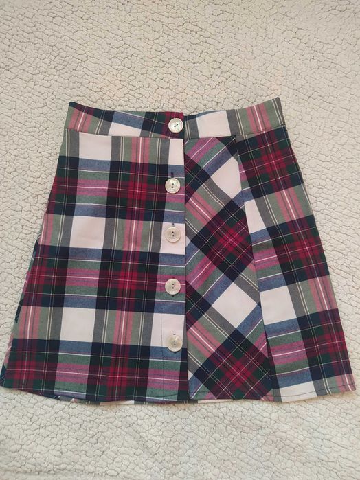Spódniczka mini w kratę z guzikami CROPP XS