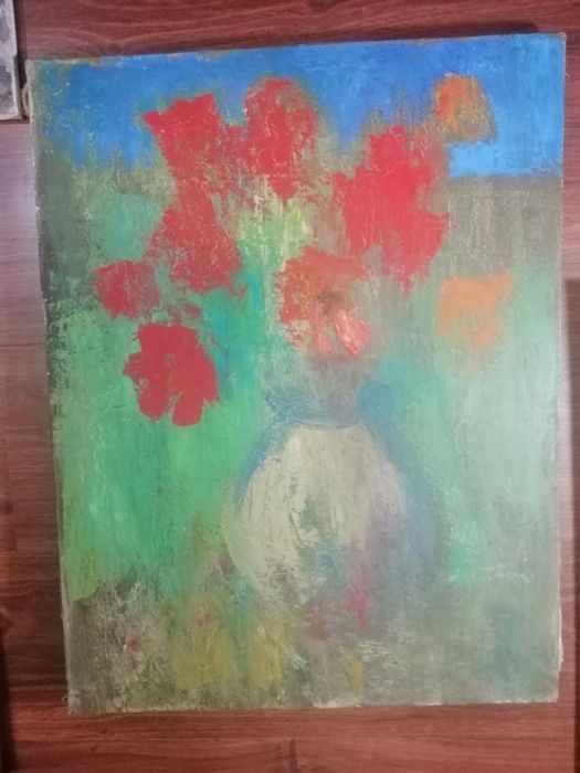 Натюрморт "Кувшин с красными цветами"