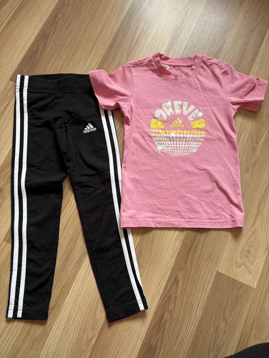 Komplet Adidas legginsy bluzka 110 116