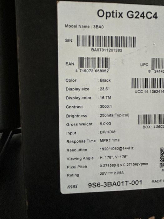 Monitor MSI Optix G24C4 23.6" 1920x1080px 144Hz 1 ms  Zaokrąglony