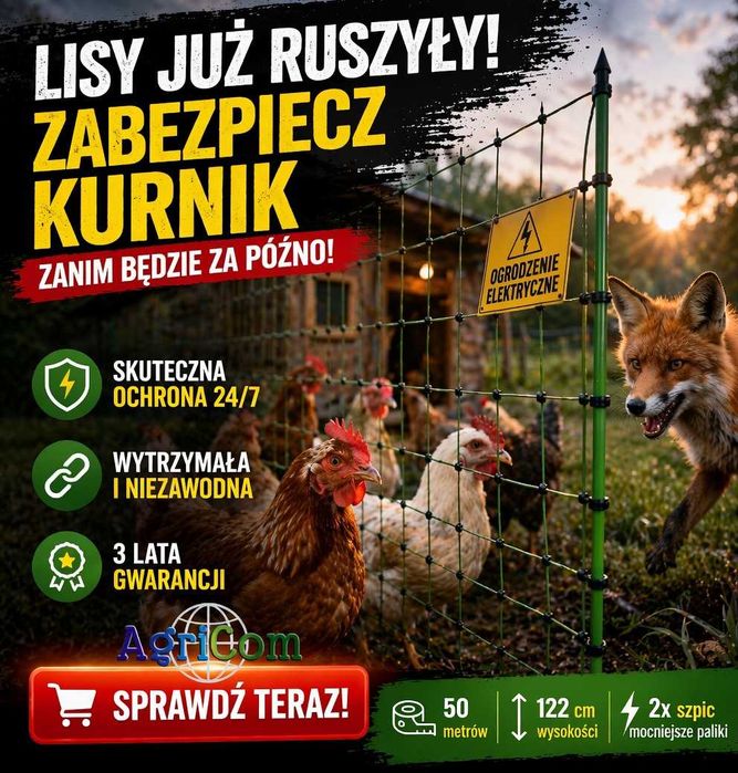 Siatka elektryczna dla drobiu Premium, 50 m, 122 cm, podw. szpic Kerbl