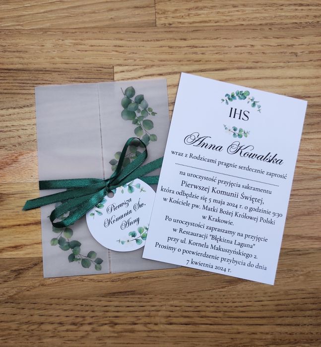 Zaproszenie na komunię, zaproszenia z kalką