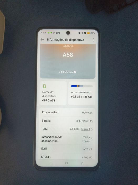Oppo A58 com 6/128gb (Garantia ate finais 2027)