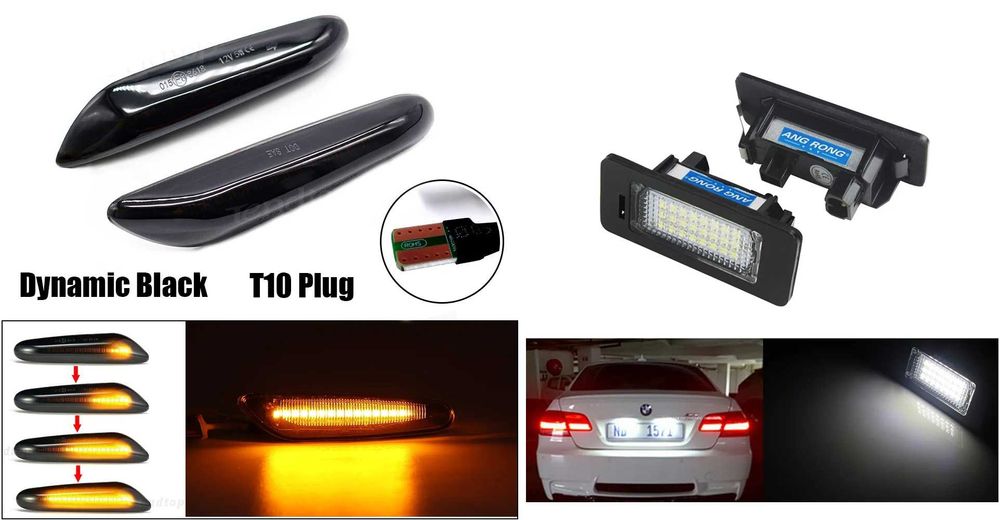 KIERUNKOWSKAZY led dynamiczne + LAMPKI LED rejestracji BMW E90 E60 E46