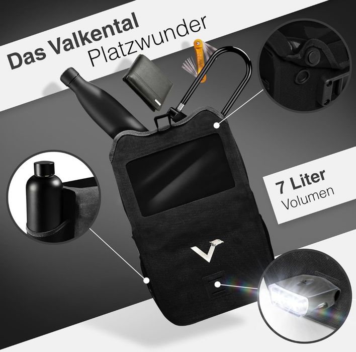 Valkental® - Wodoszczelna torba na kierownicę KLICKfix czarna