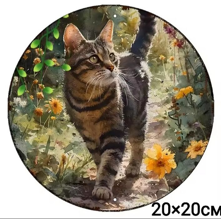 20×20см Декор картина Котик печать  на метале кошка котёнок  живопись
