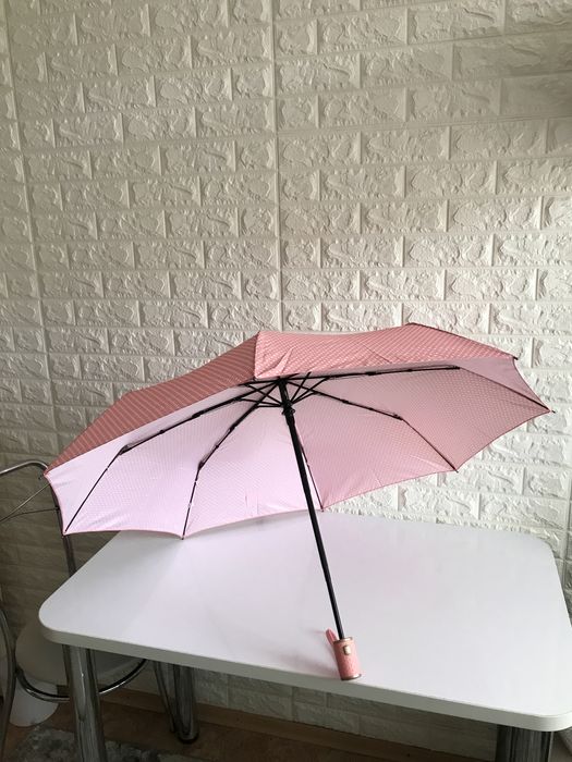 Жіночий зонт автомат 3 складання | Вітрозахисний купол pongee