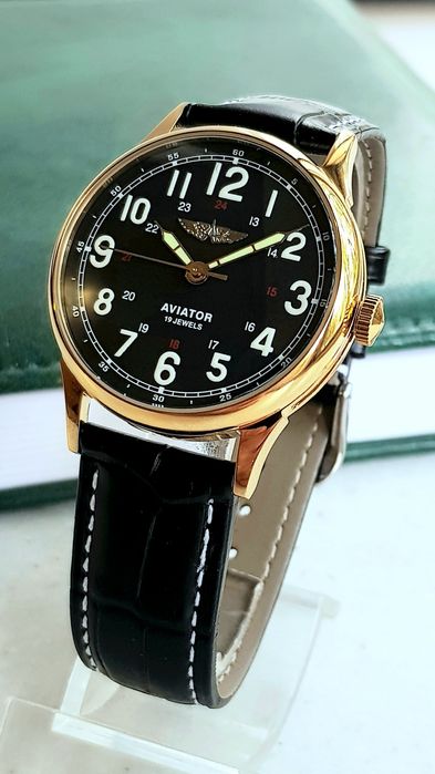 Годинник Aviator Miltary Cal. Raketa 2609.НА Made in USSR  Gold Silver