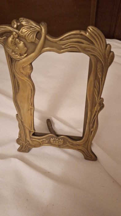 .Moldura Antiga em Latão Maciço – Estilo Art Nouveau / Belle Époque