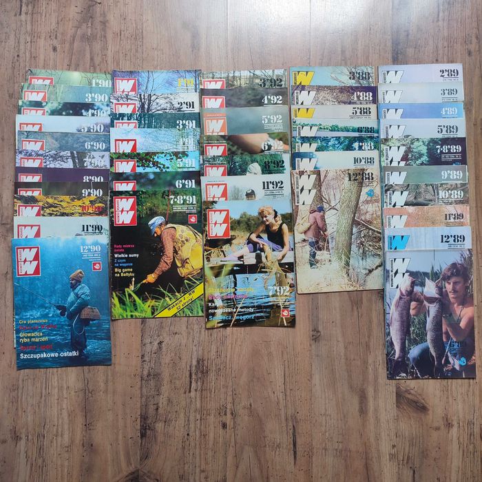 Duża paka RETRO PRL magazynów wędkarskich