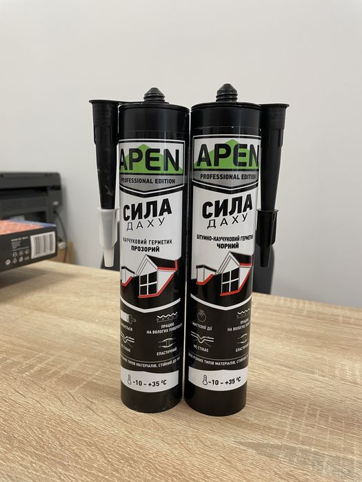 Герметик APEN СИЛА ДАХУ битумно-каучуковый черный/прозрачный 280мл