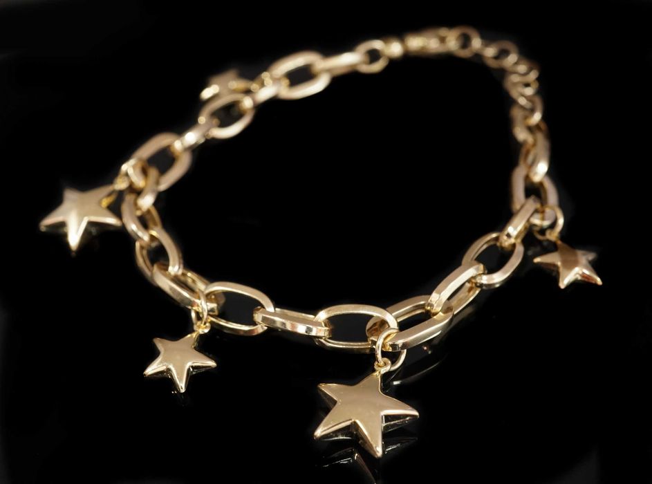 Złoto 585 - Złota bransoletka z gwiazdkami.