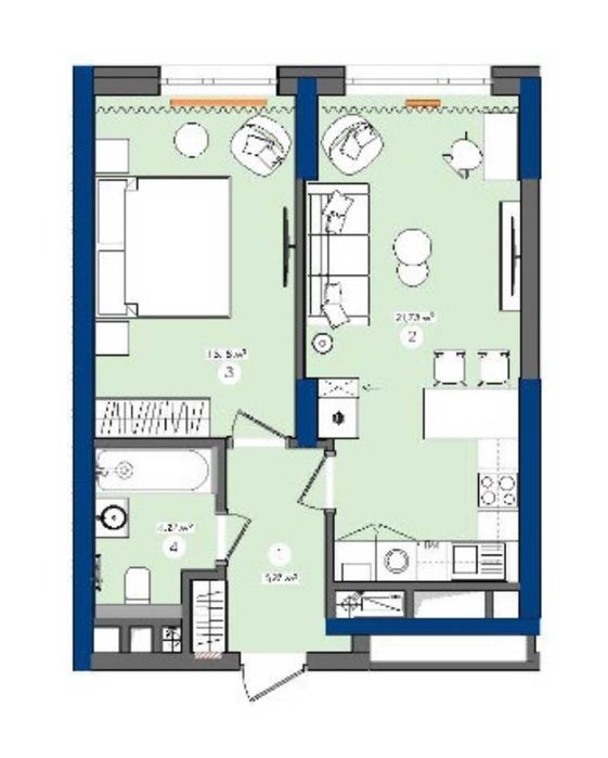 1-комнатная квартира по адресу (площадь 47,5 м²) - Atlanta.ua - фото 3