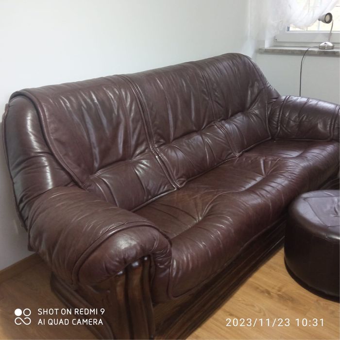 Zestaw mebli ze skory naturalnej