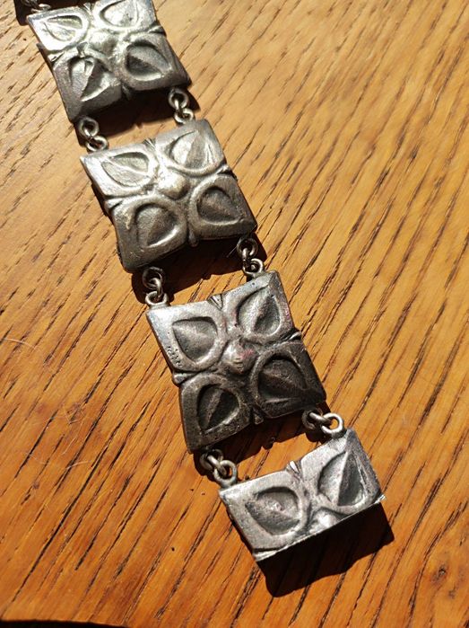 Bransoletka wykonana metalu, wzór secesja,panelowa