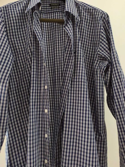 Camisa xadrez azul de homem