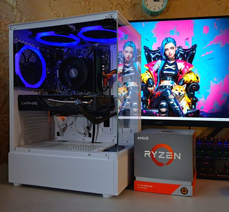 ПК RX5700+ Ryzen 5 3600+ 16Gb 3200mhz DDR4+ A320 MSI+ M.2 игровой компьютер  AMD Gaming PC s-AM4