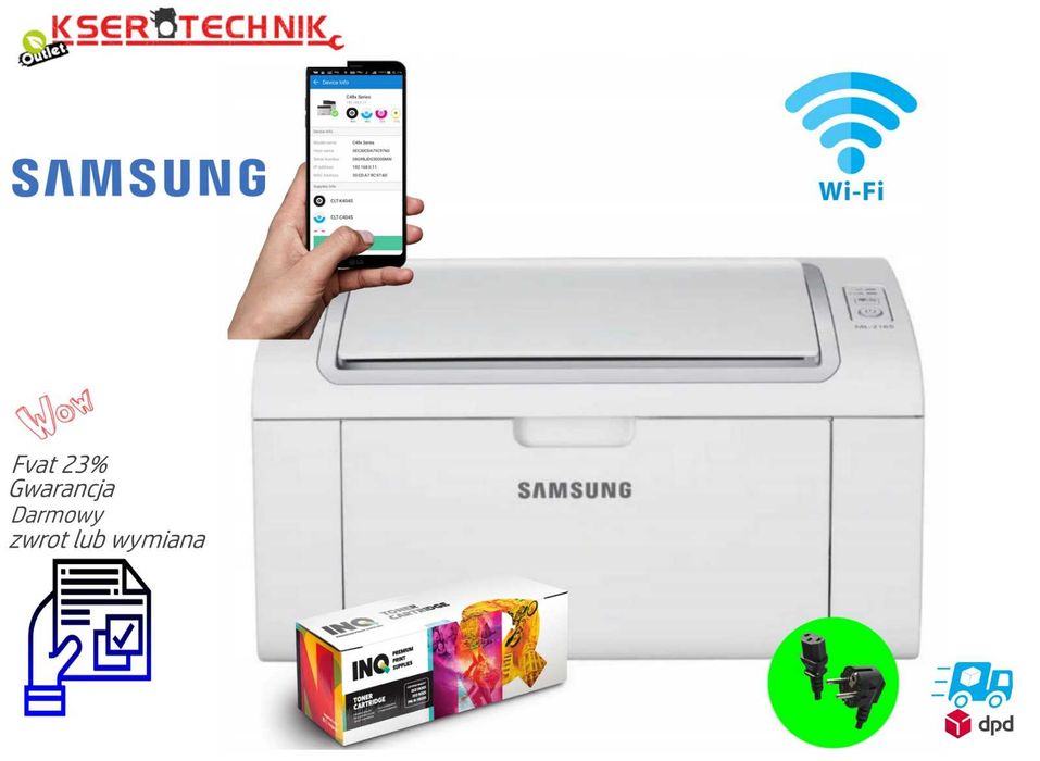 Mini Drukarka laserowa Samsung ML 2165 W / Mała z WiFi / Biuro /